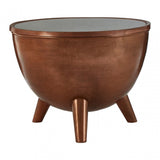 Crest Copper Finish White Marble Top Table, Iron, Marble, Copper
