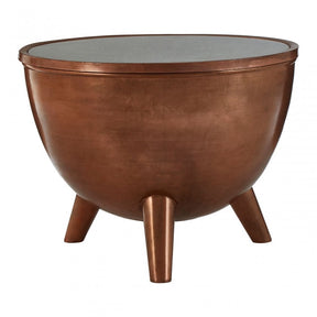 Crest Copper Finish White Marble Top Table, Iron, Marble, Copper