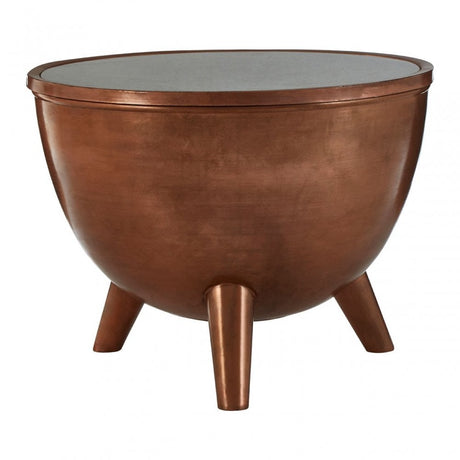 Crest Copper Finish White Marble Top Table, Iron, Marble, Copper