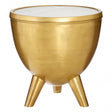 Crest Brass Finish White Marble Top Table, Iron, Marble, Brass