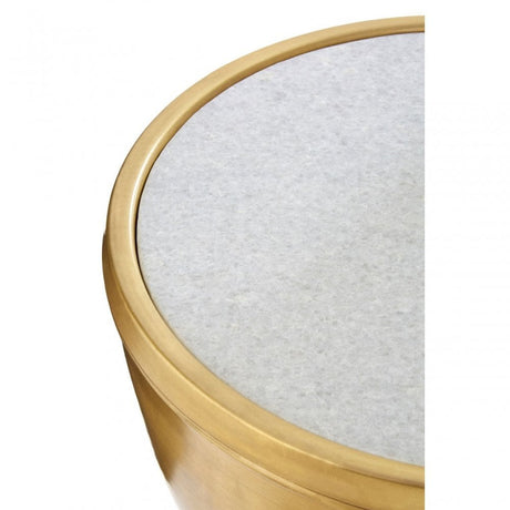 Crest Brass Finish White Marble Top Table, Iron, Marble, Brass