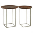 Crest Silver Iron / Wood Tops Side Tables, Iron, Wood, Silver
