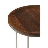 Crest Silver Iron / Wood Tops Side Tables, Iron, Wood, Silver