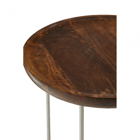 Crest Silver Iron / Wood Tops Side Tables, Iron, Wood, Silver