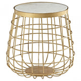 Vanor White Marble Top Side Table, Brass, Iron, Marble, Brass