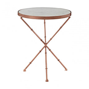 Vanor Cross Leg Table, Copper, Iron, Marble, White