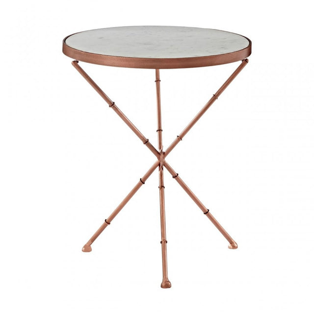 Vanor Cross Leg Table, Copper, Iron, Marble, White