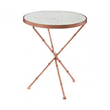 Vanor Cross Leg Table, Copper, Iron, Marble, White
