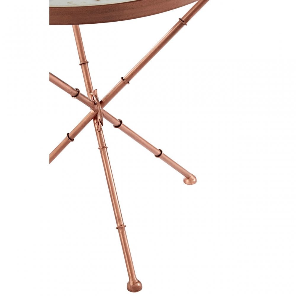 Vanor Cross Leg Table, Copper, Iron, Marble, White