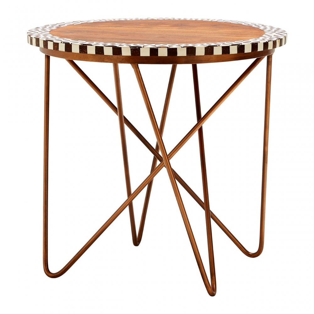 Hektor Hektor Artisan Round Acacia Wood Side Table, Acacia Wood, Iron, Natural