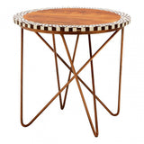 Hektor Hektor Artisan Round Acacia Wood Side Table, Acacia Wood, Iron, Natural