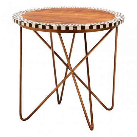 Hektor Hektor Artisan Round Acacia Wood Side Table, Acacia Wood, Iron, Natural