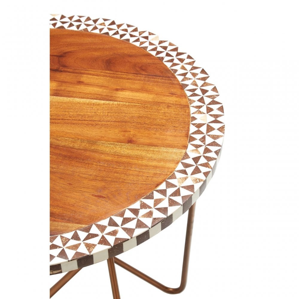 Hektor Hektor Artisan Round Acacia Wood Side Table, Acacia Wood, Iron, Natural