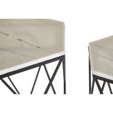 Calias White Marble / Black Steel Side Tables, Marble, Steel, Black