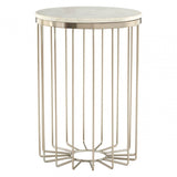 Hamish White Marble Cage Design Iron Table, Marble, Iron, White