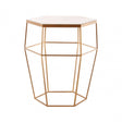 Gianna Hexagonal Marble Top Side Table, Marble, Iron, Natural