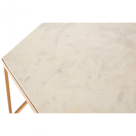 Gianna Hexagonal Marble Top Side Table, Marble, Iron, Natural