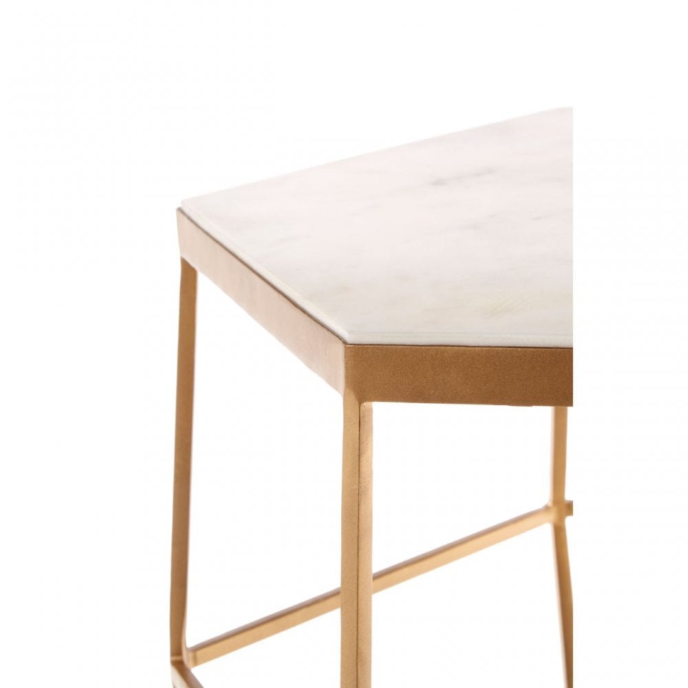 Gianna Hexagonal Marble Top Side Table, Marble, Iron, Natural