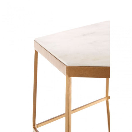 Gianna Hexagonal Marble Top Side Table, Marble, Iron, Natural