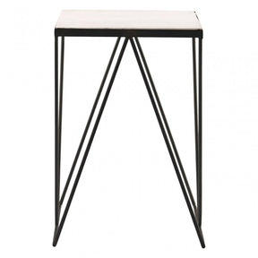 Gianna Side Table with Matte Black Legs, Marble, Iron, Natural