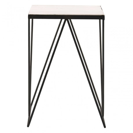 Gianna Side Table with Matte Black Legs, Marble, Iron, Natural