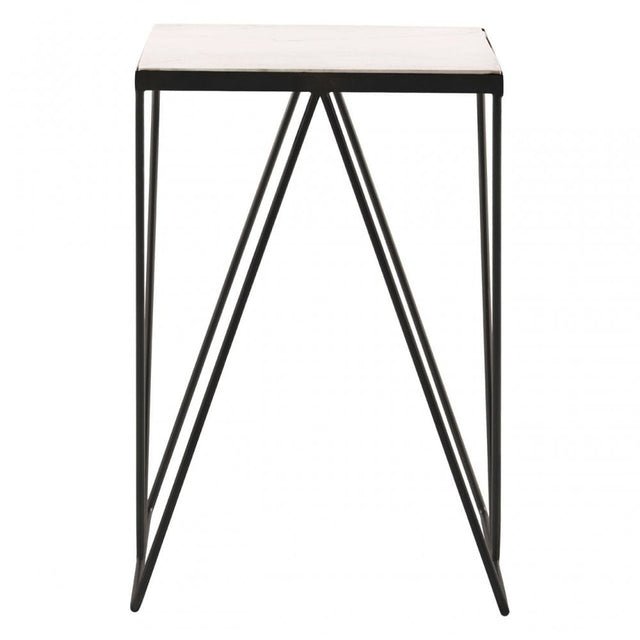 Gianna Side Table with Matte Black Legs, Marble, Iron, Natural