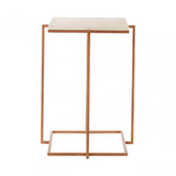 Gianna Side Table with Gold Finish Legs, Marble, Iron, Natural