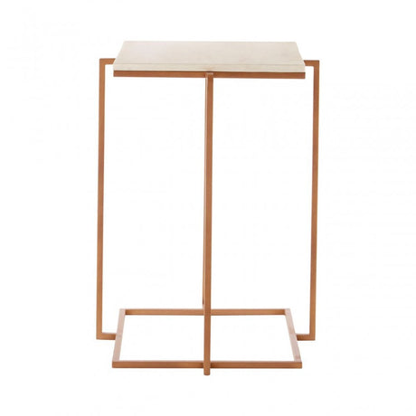 Gianna Side Table with Gold Finish Legs, Marble, Iron, Natural