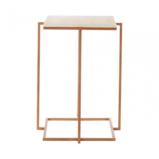 Gianna Side Table with Gold Finish Legs, Marble, Iron, Natural