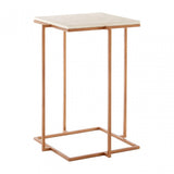 Gianna Side Table with Gold Finish Legs, Marble, Iron, Natural