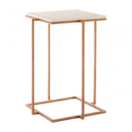 Gianna Side Table with Gold Finish Legs, Marble, Iron, Natural