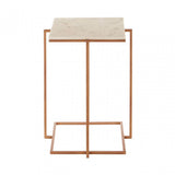 Gianna Side Table with Gold Finish Legs, Marble, Iron, Natural