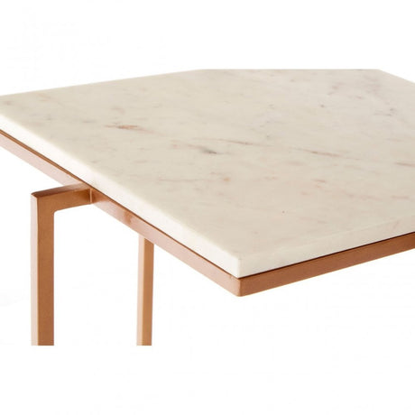 Gianna Side Table with Gold Finish Legs, Marble, Iron, Natural