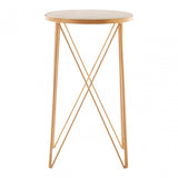 Gianna Round Marble Top Side Table, Marble, Iron, Natural