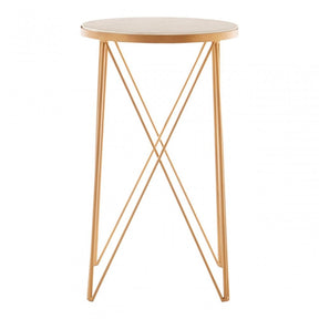 Gianna Round Marble Top Side Table, Marble, Iron, Natural