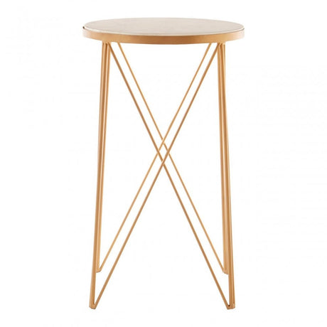 Gianna Round Marble Top Side Table, Marble, Iron, Natural
