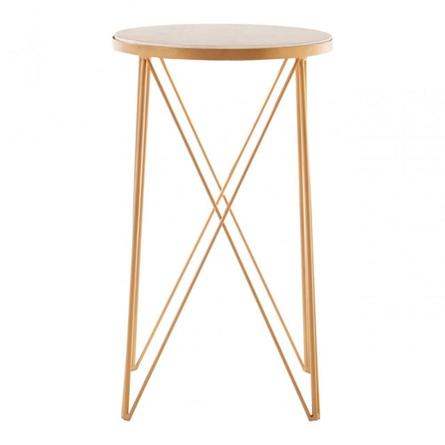 Gianna Round Marble Top Side Table, Marble, Iron, Natural