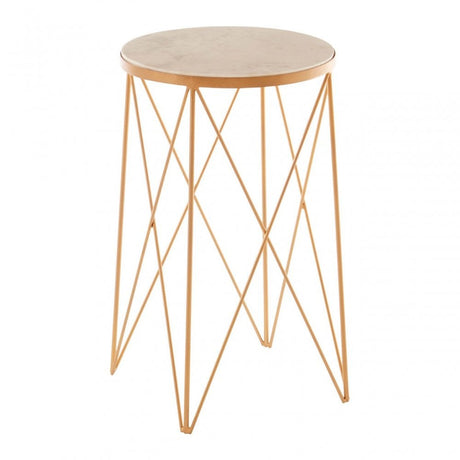 Gianna Round Marble Top Side Table, Marble, Iron, Natural