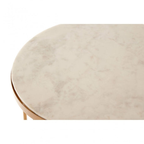 Gianna Round Marble Top Side Table, Marble, Iron, Natural