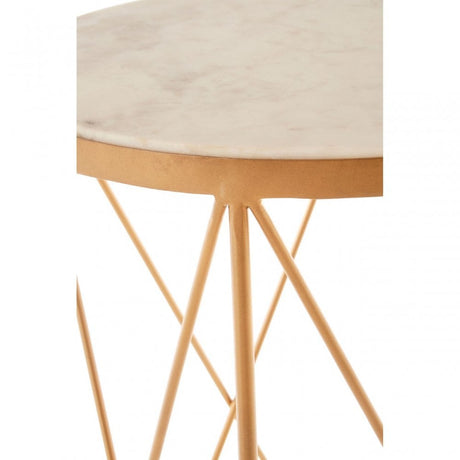 Gianna Round Marble Top Side Table, Marble, Iron, Natural