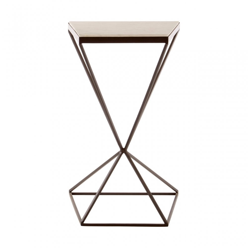 Gianna Trapezoid Side Table, Marble, Iron, Natural