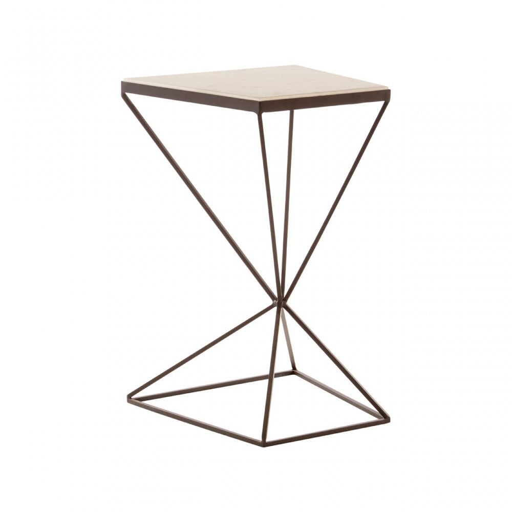 Gianna Trapezoid Side Table, Marble, Iron, Natural