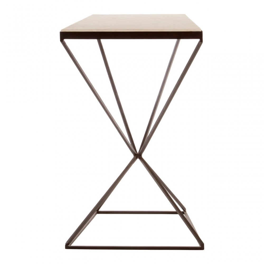 Gianna Trapezoid Side Table, Marble, Iron, Natural