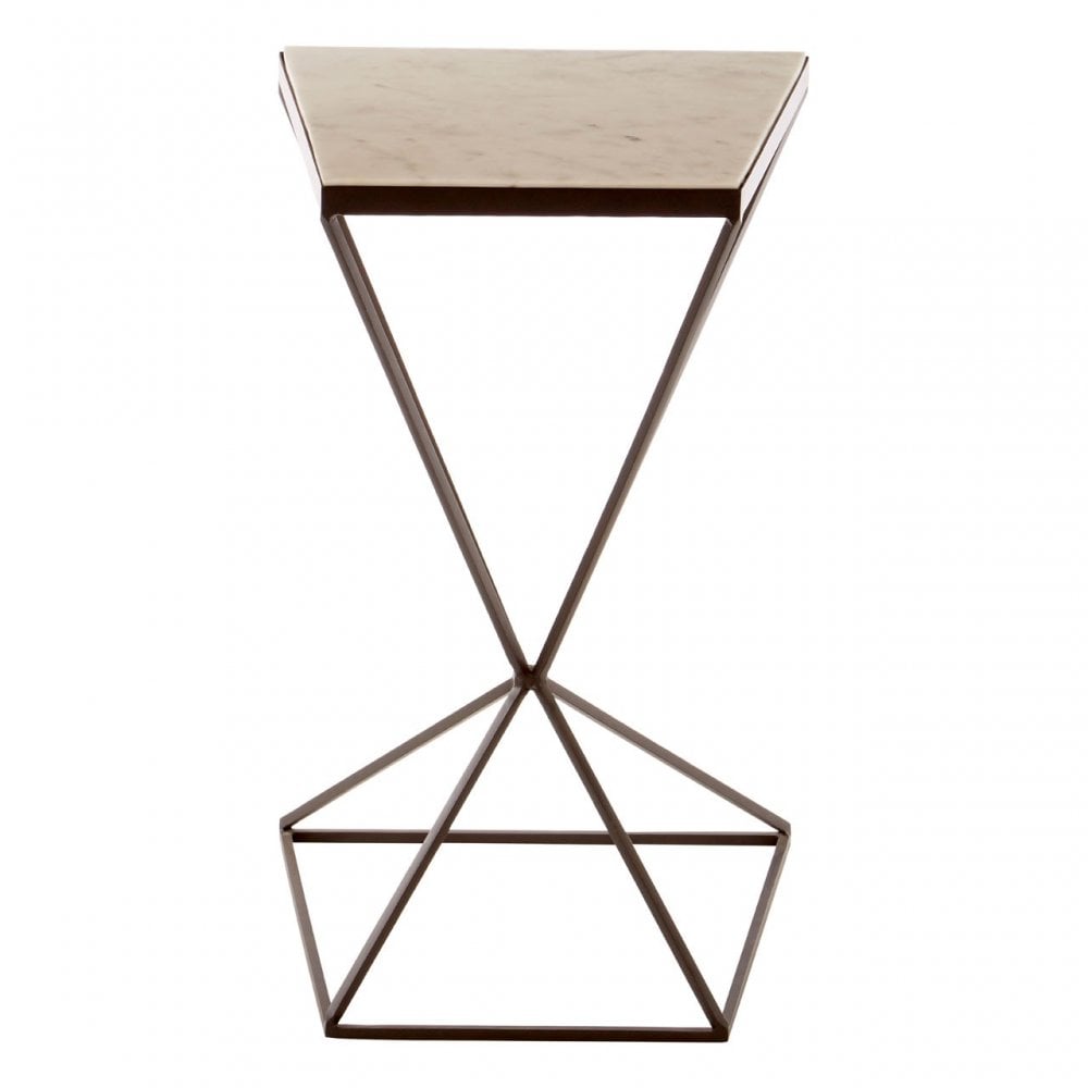 Gianna Trapezoid Side Table, Marble, Iron, Natural