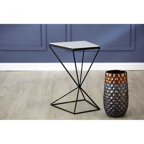 Gianna Trapezoid Side Table, Marble, Iron, Natural