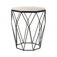 Gianna Octagon Matte Black Side Table, Marble, Iron, Black