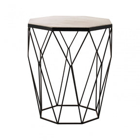 Gianna Octagon Matte Black Side Table, Marble, Iron, Black