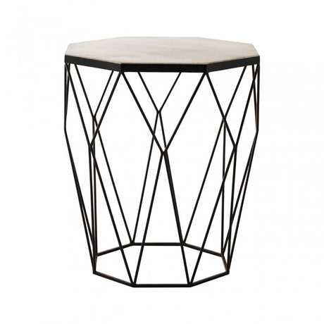 Gianna Octagon Matte Black Side Table, Marble, Iron, Black
