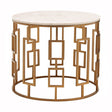 Gianna Round White Marble Top Side Table, Marble, Iron, White