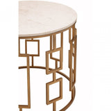 Gianna Round White Marble Top Side Table, Marble, Iron, White